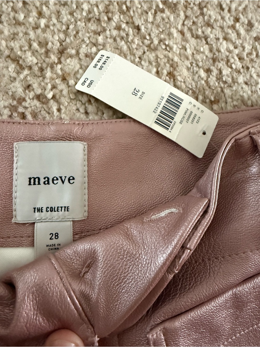 NWT Anthropologie Maeve Colette Metallic Pink Crop pants - Picture 4 of 9